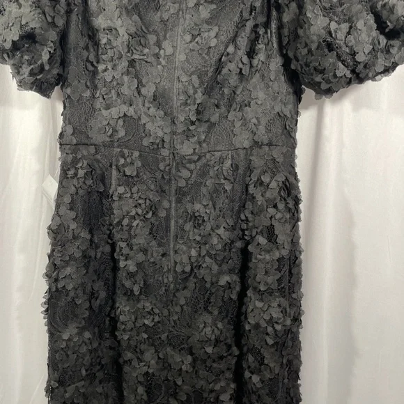 NWT $248 XSCAPE‎ [ 2 ] Off Shoulder 3D Lace Sheath Dress in Black